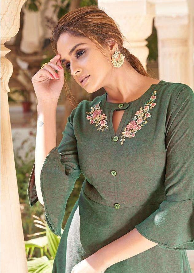 Stylemax Vintage Vol 7 By Rayon Fancy Embroidery Work Top With Palazzo