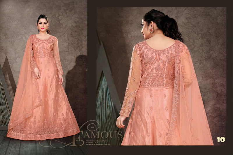 Stylishta Launch Viana Vol 2 Butterfly Net Designer Embroidery Work Wedding Wear Long Salwar Suit