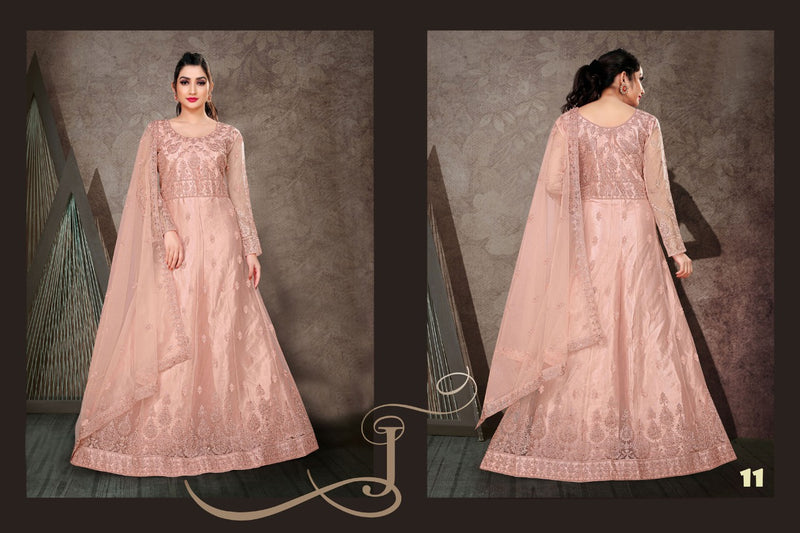 Stylishta Launch Viana Vol 2 Butterfly Net Designer Embroidery Work Wedding Wear Long Salwar Suit