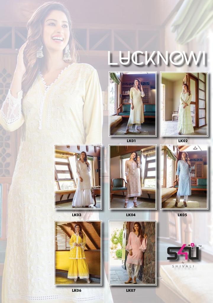 S4u Shivali Lucknowi Rayon Designer Partywear Kurti Collection