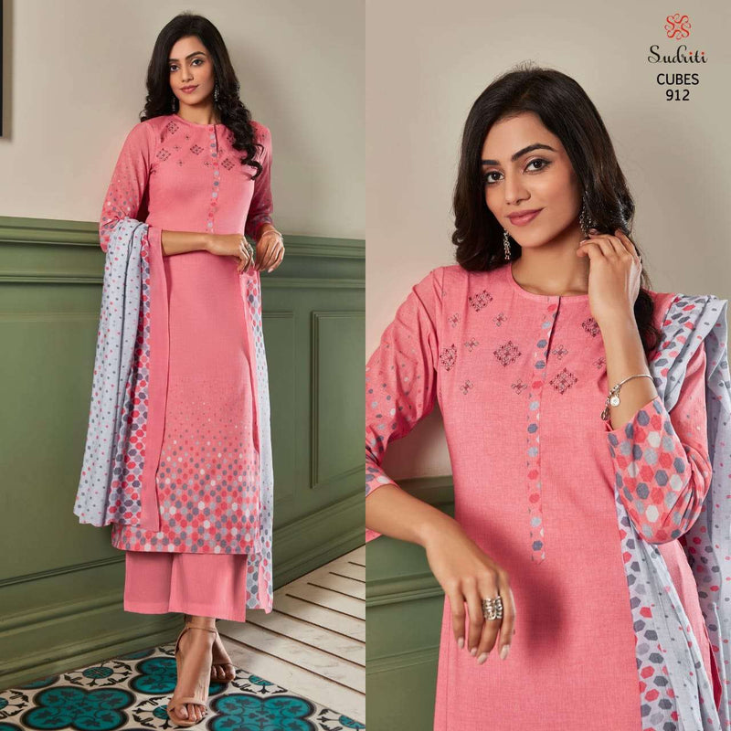 Sudriti Cubes Cambric Embroidery Work With Digital Print Fancy Designer Casual Wear Salwar Suits