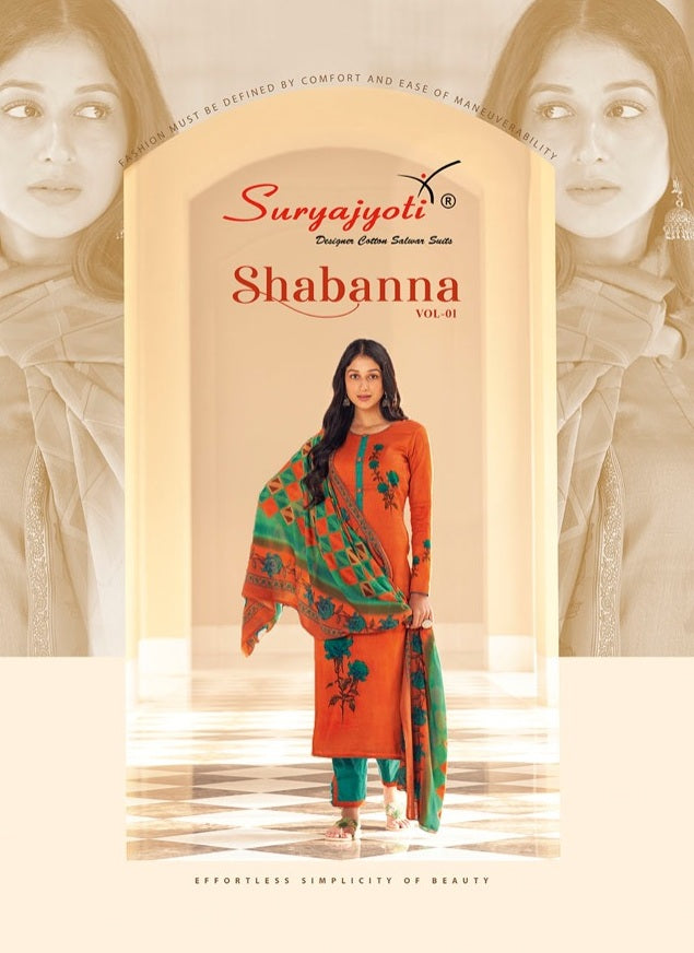 Suryajyoti Shabanna Vol 1 Satin Cotton Casual Wear Salwar Kameez