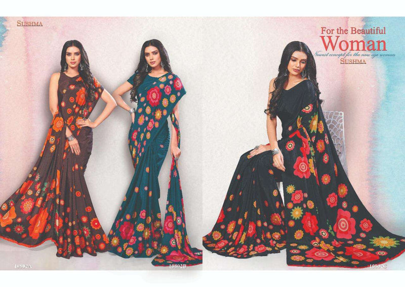 Sushma Fashion Show Crape With Printed Exclusive Casual Wear Fancy Sarees