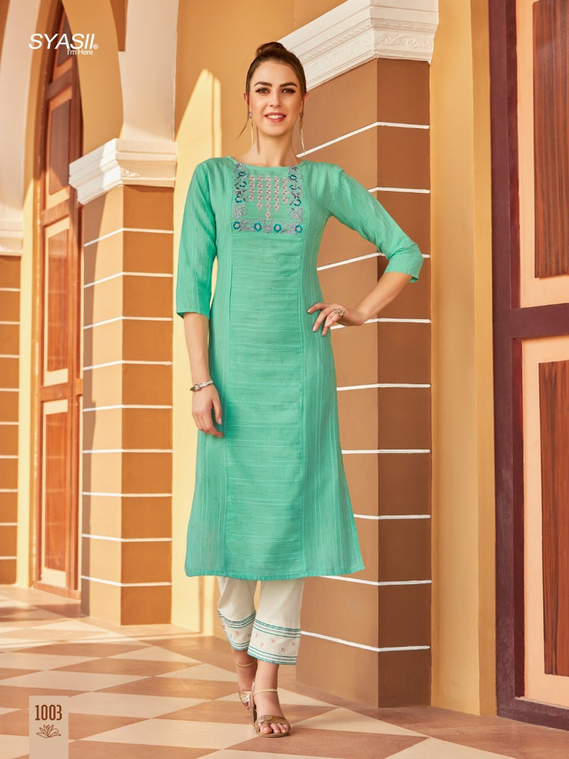 Syasii Designer Matic Pure Cotton Fancy Embroidery Work Kurti