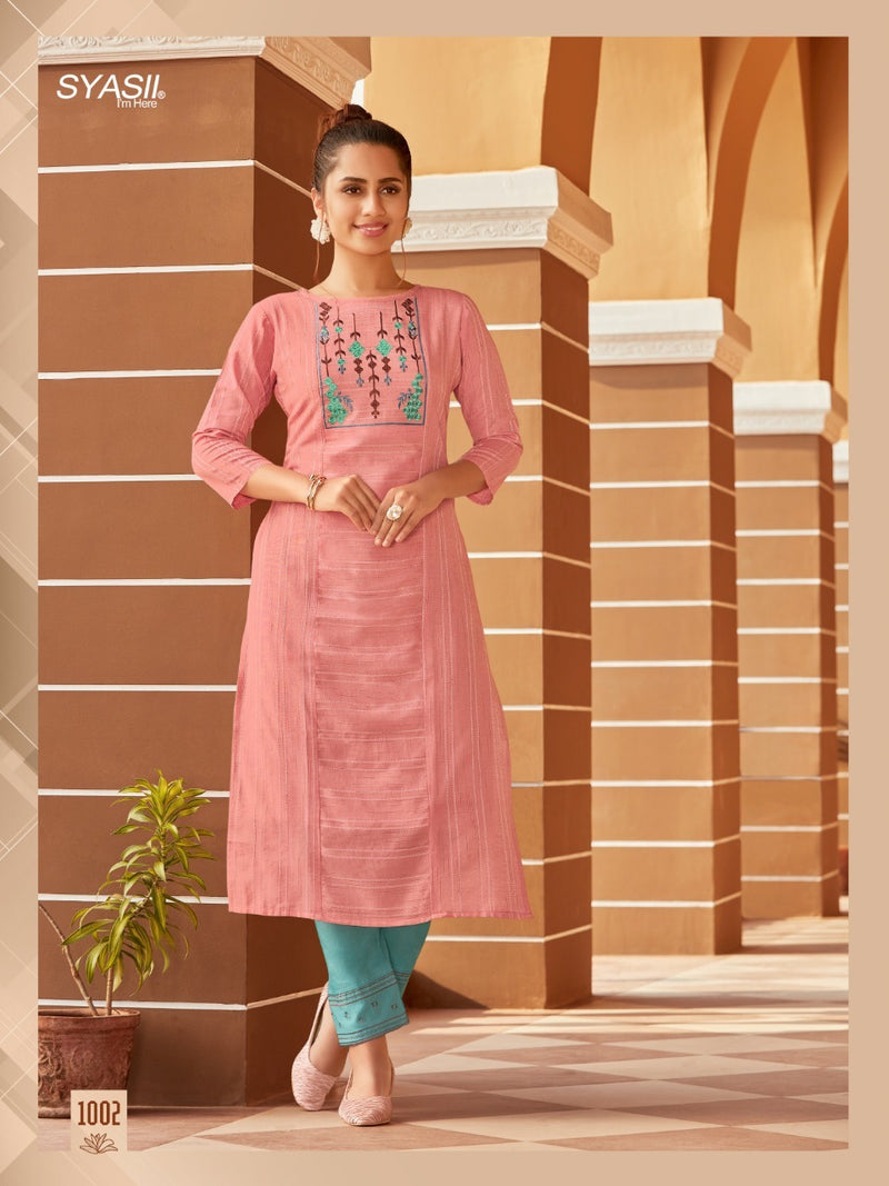 Syasii Designer Matic Pure Cotton Fancy Embroidery Work Kurti