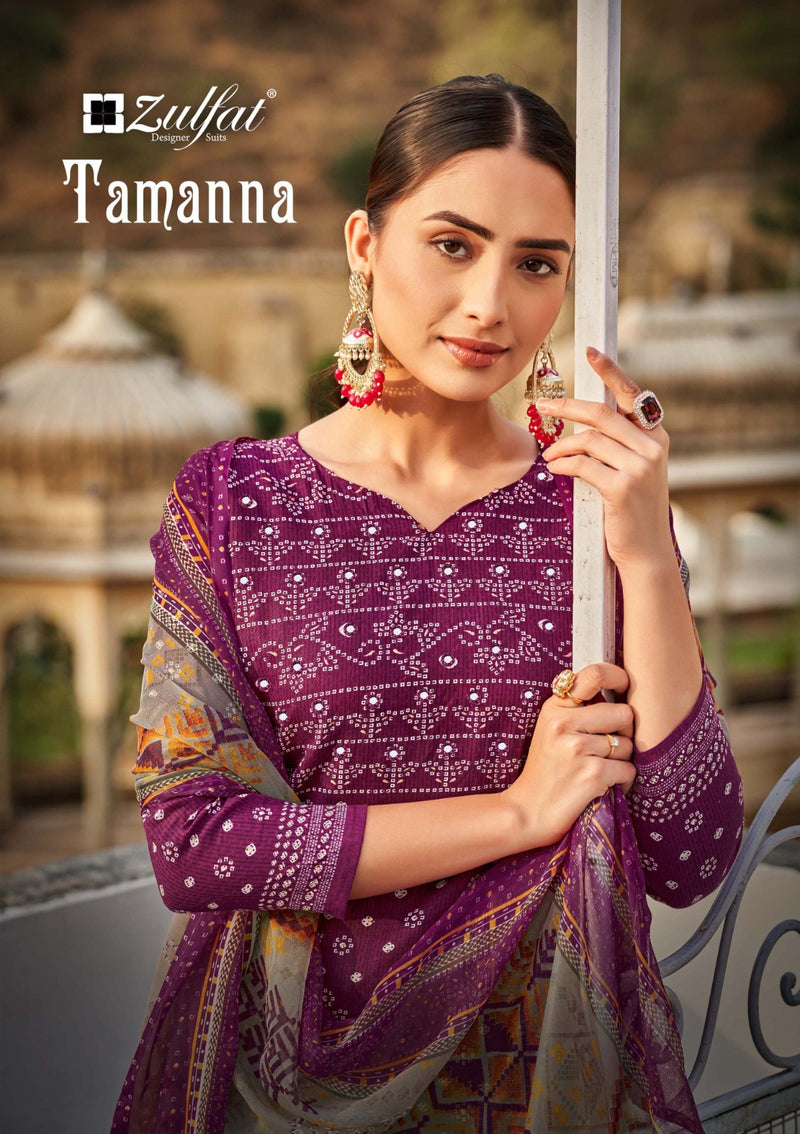 Zulfat Designer Suit Tamanna Pure Cotton Exclusive Designer Print With Handwork Salwar Suit