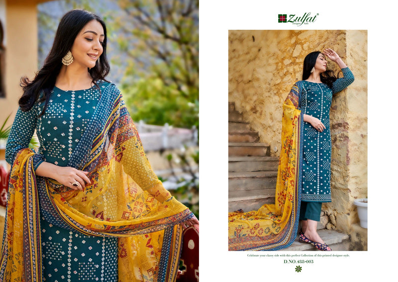 Zulfat Designer Suit Tamanna Pure Cotton Exclusive Designer Print With Handwork Salwar Suit