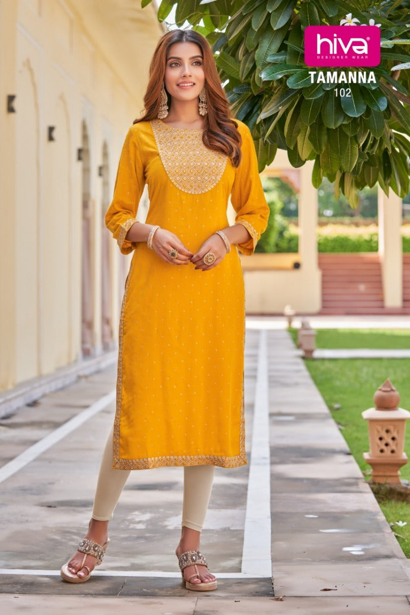 Hiva Designer Tamanna Rayon Designer Casualwear Kurti