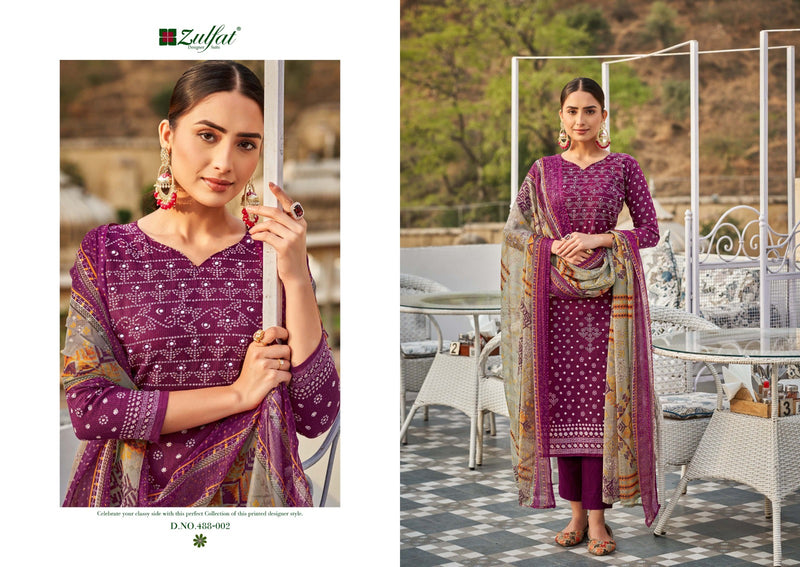 Zulfat Designer Suit Tamanna Pure Cotton Exclusive Designer Print With Handwork Salwar Suit