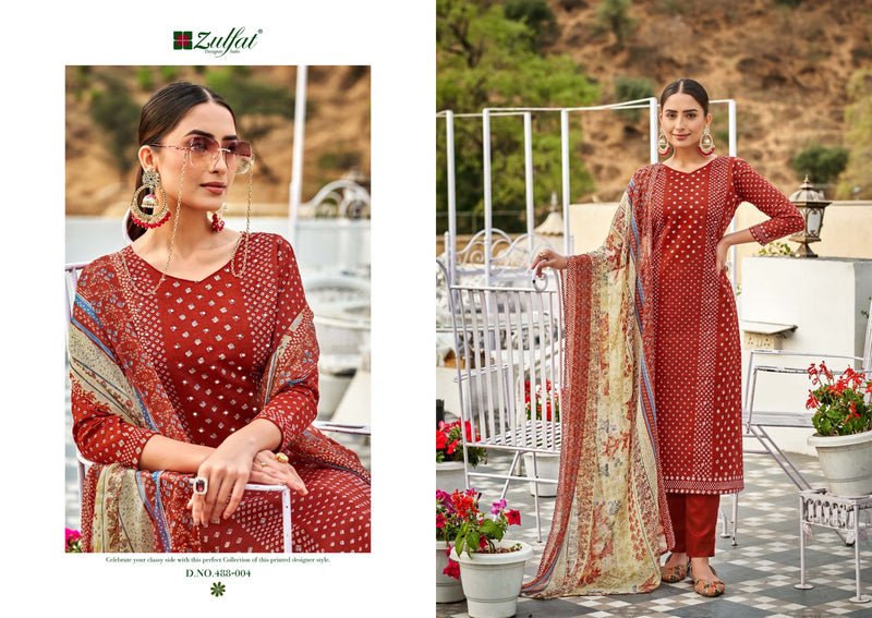 Zulfat Designer Suit Tamanna Pure Cotton Exclusive Designer Print With Handwork Salwar Suit