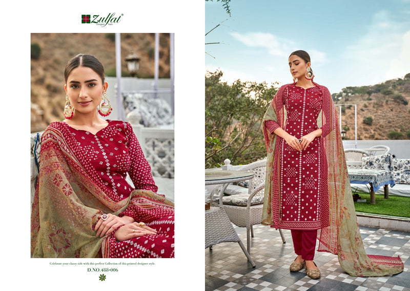 Zulfat Designer Suit Tamanna Pure Cotton Exclusive Designer Print With Handwork Salwar Suit