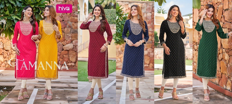 Hiva Designer Tamanna Launched Rayon Printed Stylish Party Wear Kurtis