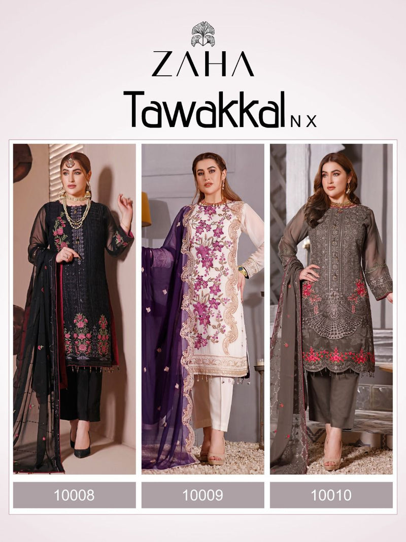 Zaha Tawakkal NX Georgette Heavy Embroidered Pakistani Style Wedding Wear Salwar Suits