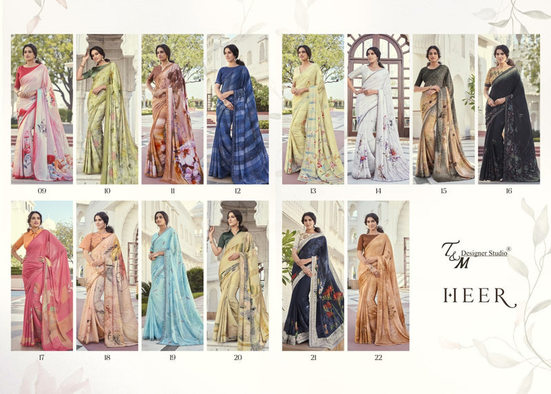 T And M Designer Launch By Meera Fancy Embroidery Work Exclusive Designer Casual Wear Saree