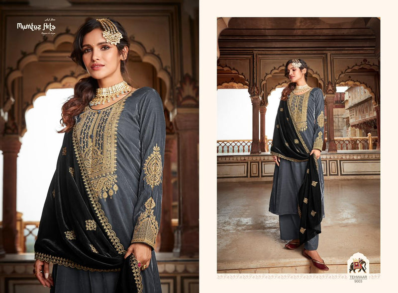 Mumtaz Tehwaar Velvet With Heavy Lush Embroidery Work Stylish Designer Festive Wear Fancy Salwar Kameez