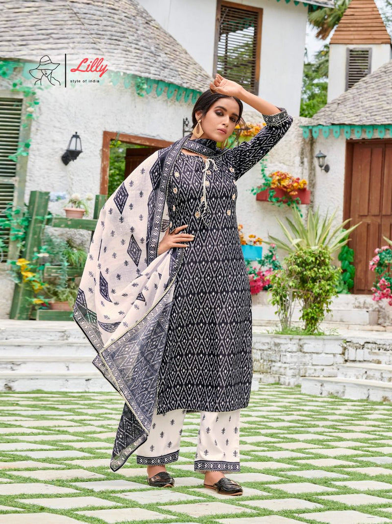 Lilly Style Of India The Kashmir Files Cotton Slub Party Wear Kurtis With Bottom & Dupatta