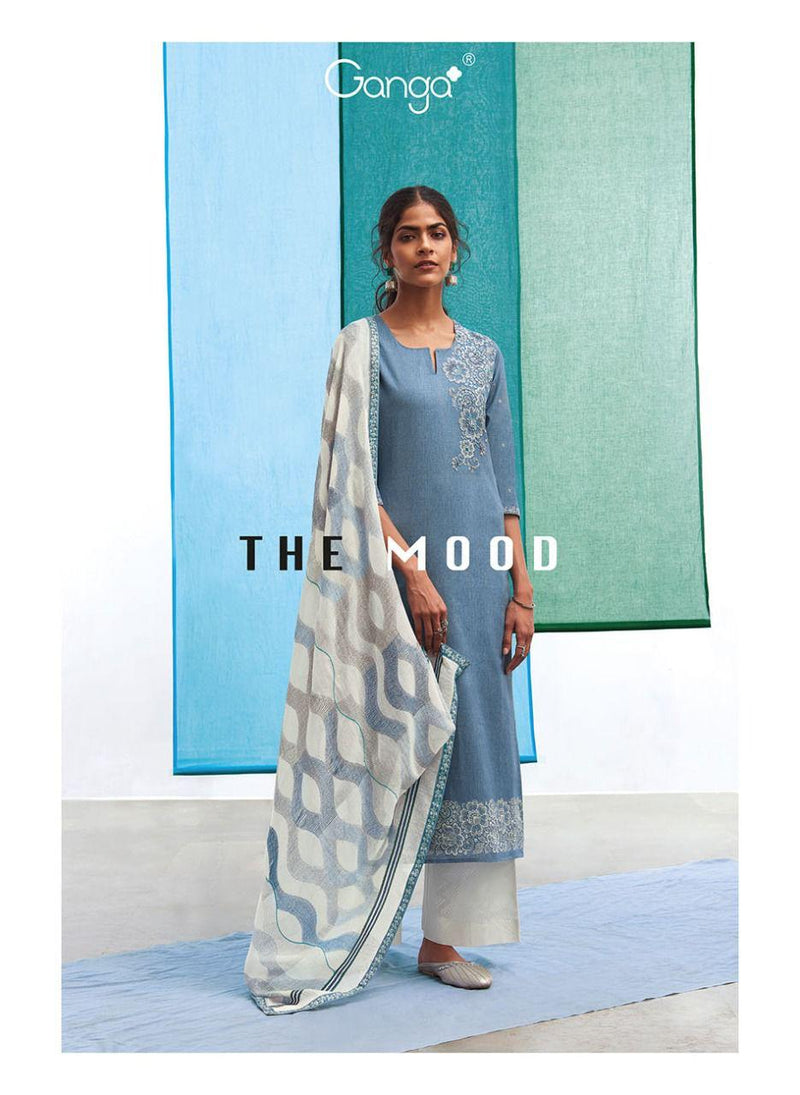 Ganga The Mood Cotton Printed With Embroidery Hand Work Party Wear Salwar Suits