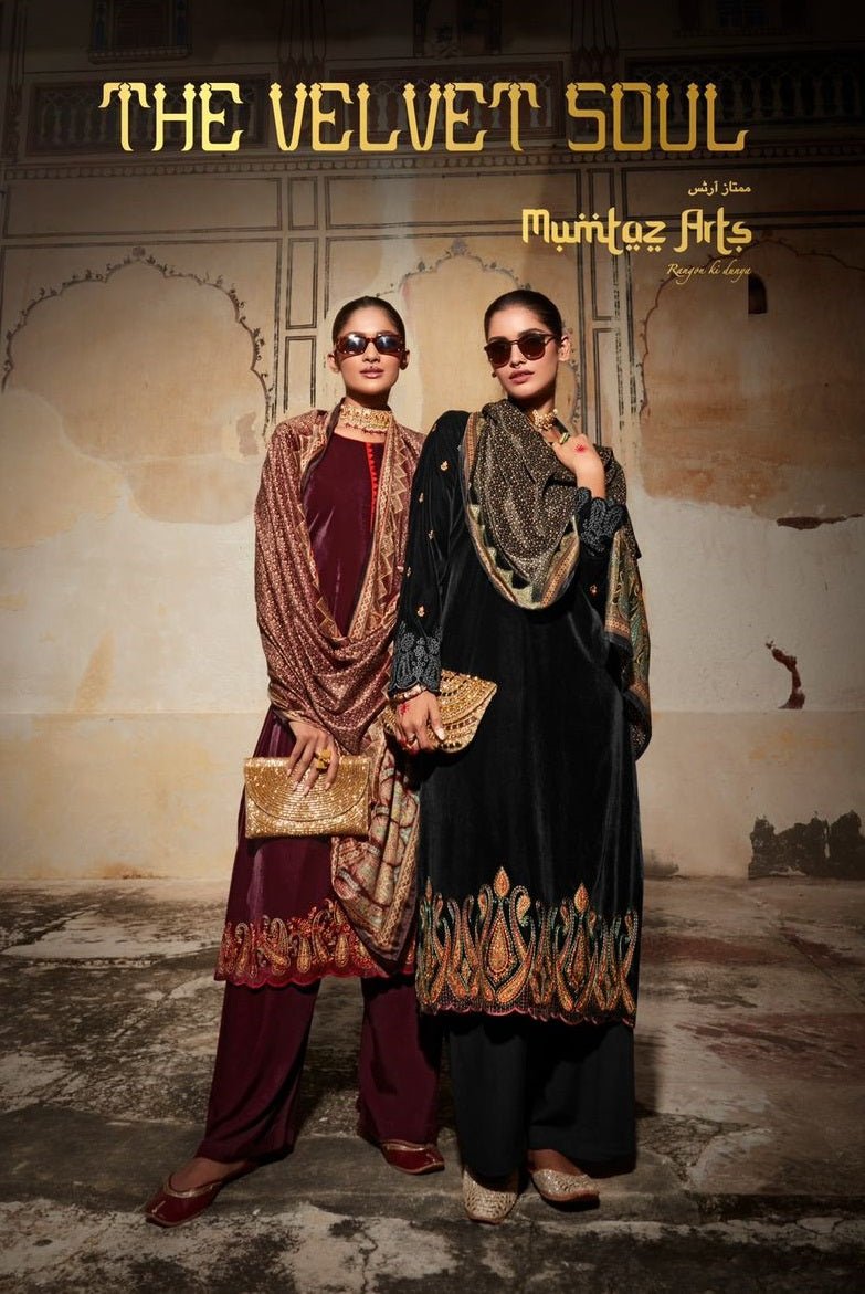 Mumtaz The Soul Velvet With Heavy Embroidery Work Stylish Designer Wedding Look Salwar Kameez