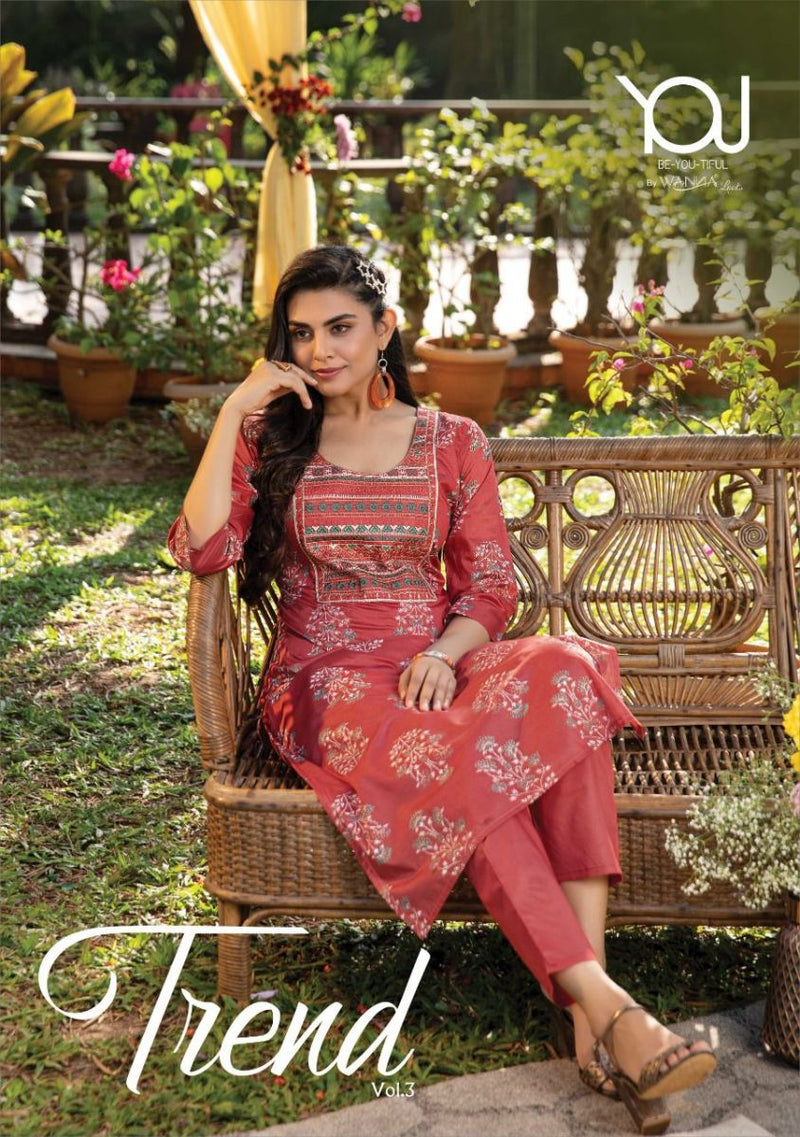 Wanna Trend Vol 3 Chanderi Printed Designer Party Wear Kurtis With Pant Style  Bottom