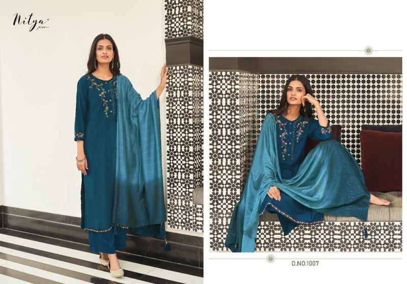 Lt Nitya Trinetra Fancy Festive Wear Stylish Fancy Kurtis With Set Of Bottom & Dupatta