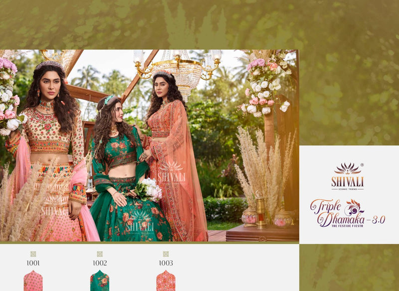 Shivali Triple Dhamaka 3.0 Crepe With Fancy Work Stylish Designer Wedding Look Lehenga