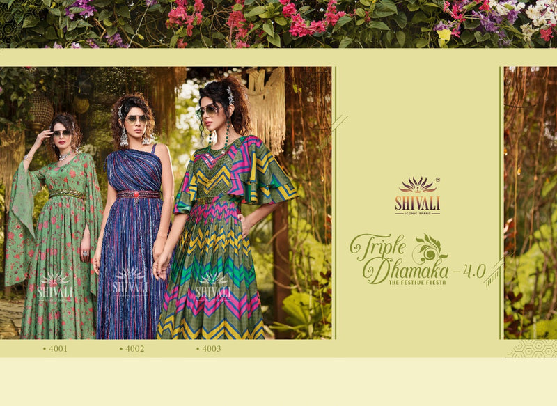 Shivali Triple Dhamaka 4.0 Fancy With Printed Work Stylish Designer Party Wear Fancy kurti