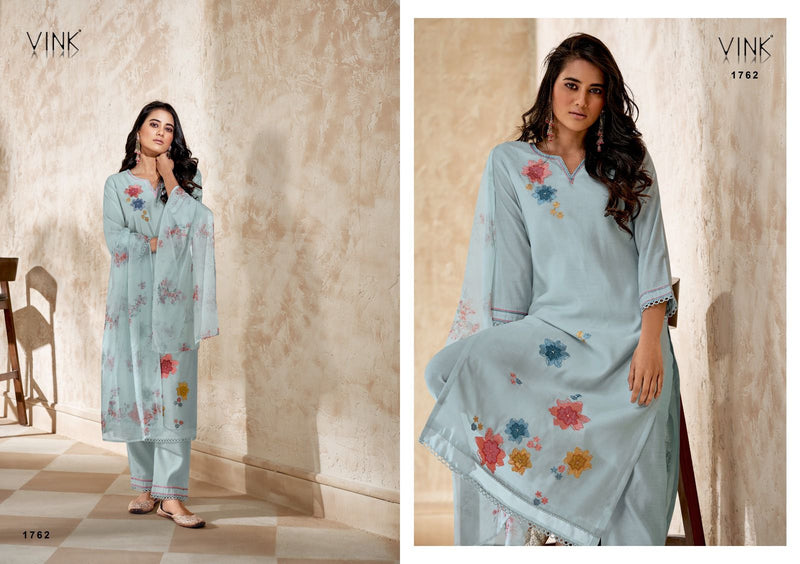 Vink Trinity Viscose kurta Organza Printed Fancy Designer Partywear Kurti