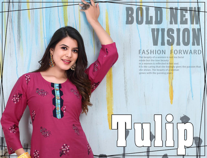 Riyaa Tulip Vol 1 Cotton Fancy Printed Casual Wear Kurtis With Bottom