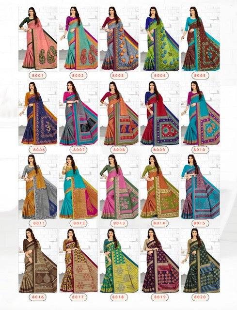 JK Cotton Club Tulsi Vol 8 Cotton Fancy Printed Sarees