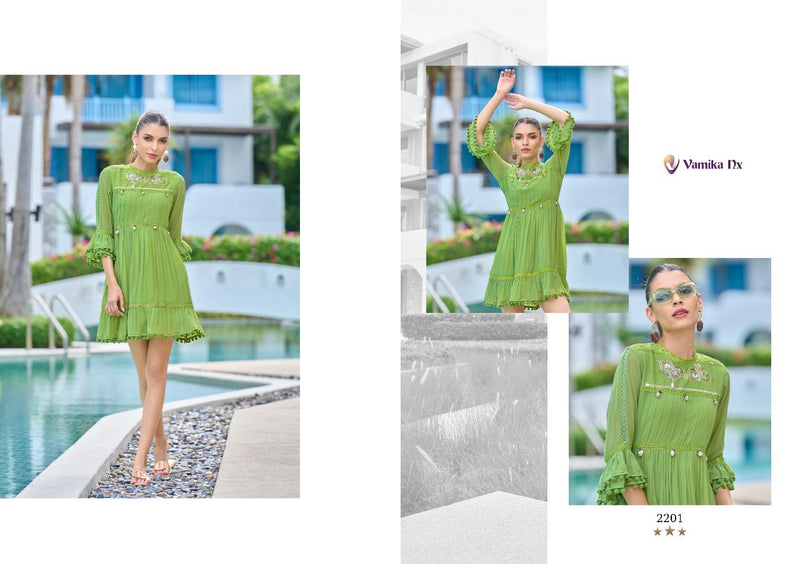Vamika Tunic Vol 1 Georgette With Heavy Fancy Work Stylish Designer Party Wear Shorts Kurti