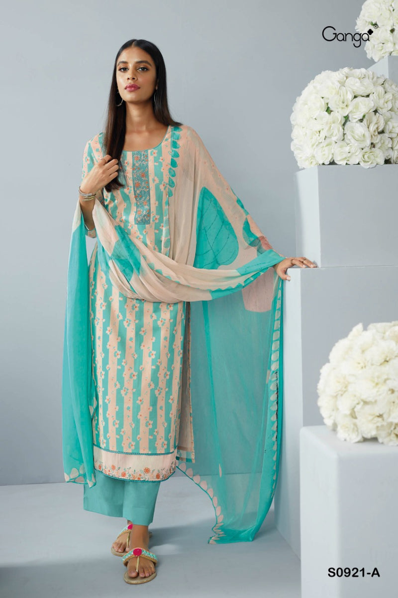 Ganga Twila Cotton Printed Festive Wear Salwar Suits With Embroidery Work