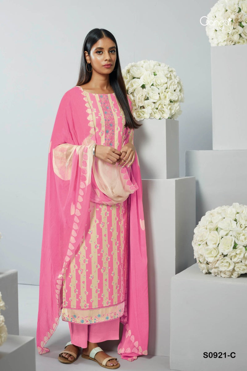 Ganga Twila Cotton Printed Festive Wear Salwar Suits With Embroidery Work