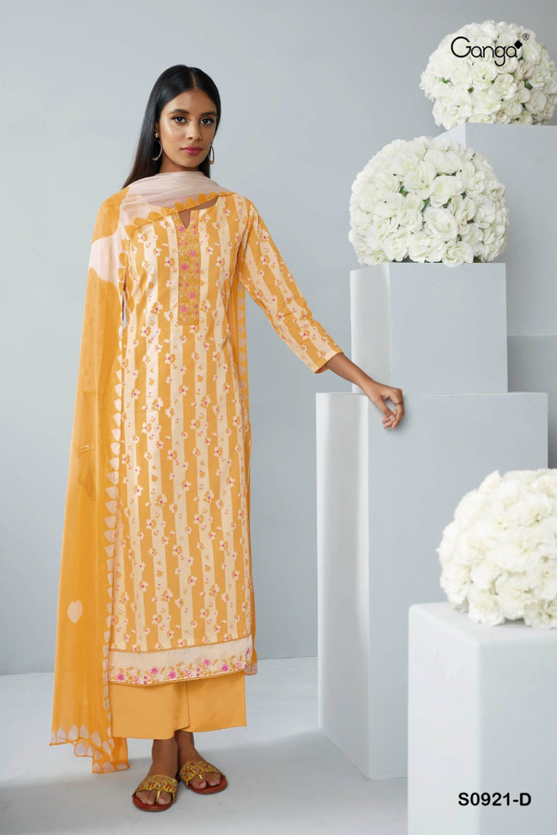 Ganga Twila Cotton Printed Festive Wear Salwar Suits With Embroidery Work