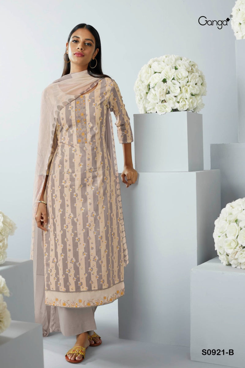 Ganga Twila Cotton Printed Festive Wear Salwar Suits With Embroidery Work