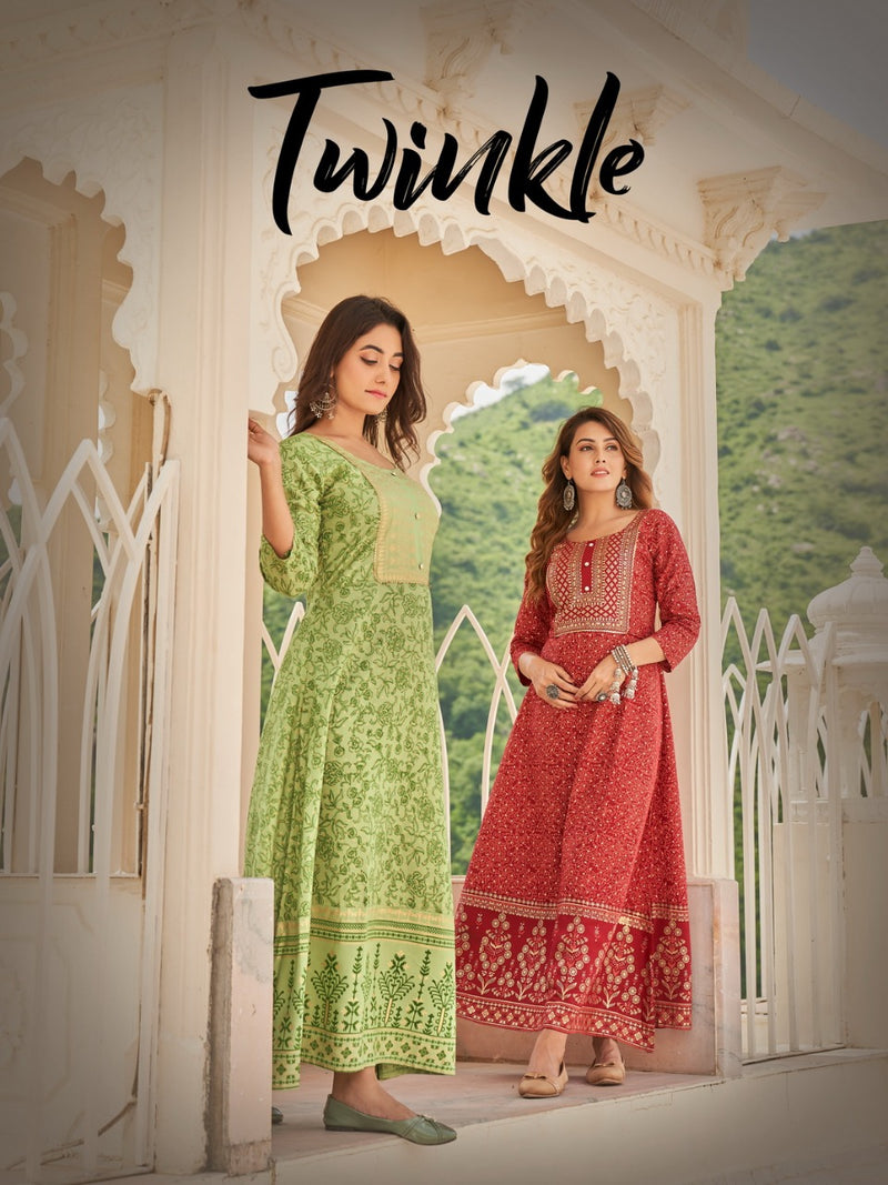 Radhika Lifestyle Twinkle Vol 1 Rayon With Printed work Stylish Designer Festive Wear Casual Look Kurti