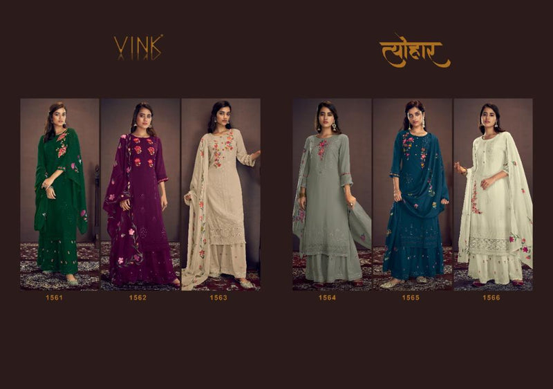 Vink Tyohar Georgette Fancy Embroidered Party Wear Ready Made Salwar Kameez