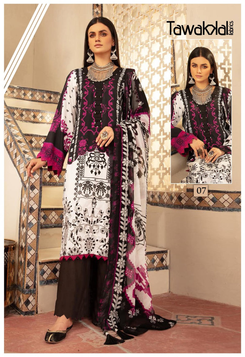 Tawakkal Fabrics Zaafira Luxury Cotton Collection Lawn Casual Wear Salwar Suit