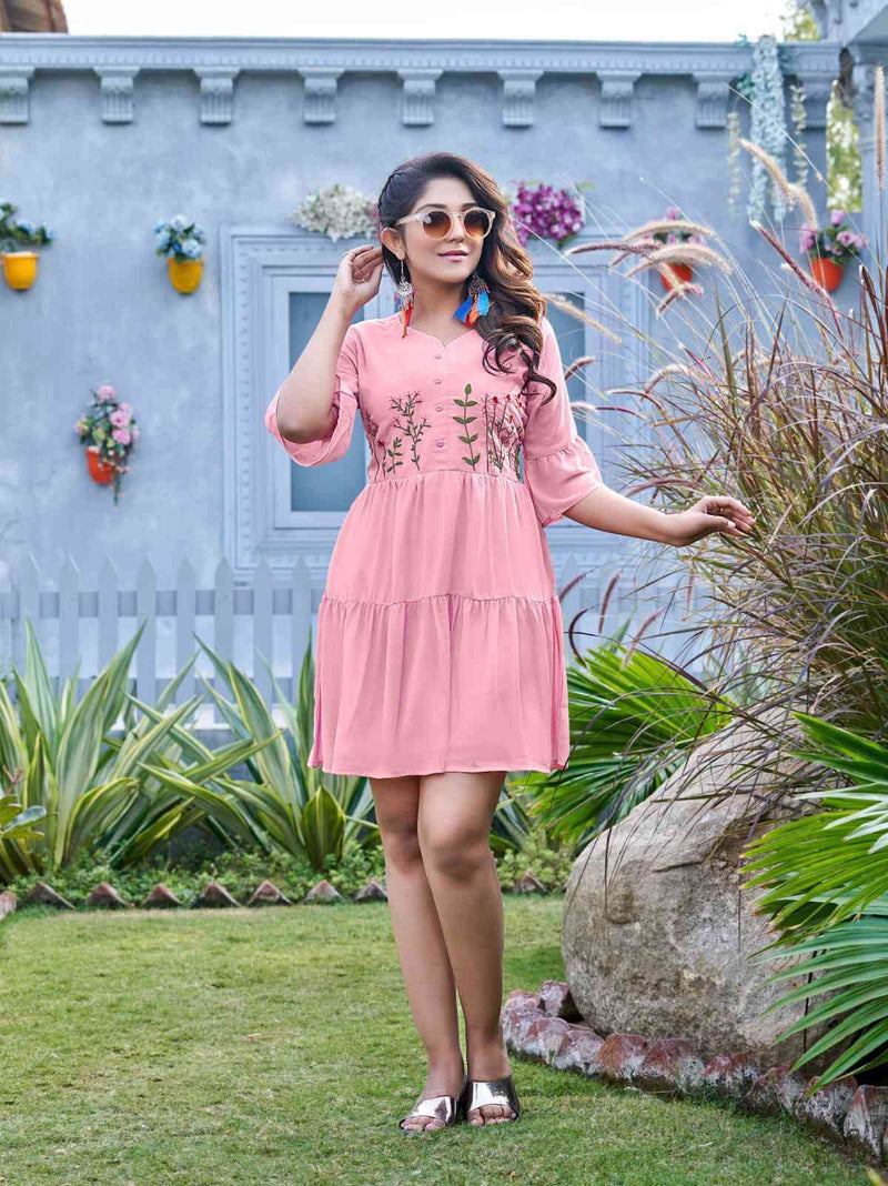Tips And Tops Insta Girl Vol 2 Heavy Georgette Embroidered Short Kurti