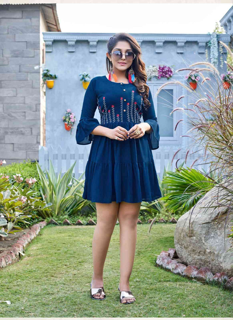 Tips And Tops Insta Girl Vol 2 Heavy Georgette Embroidered Short Kurti