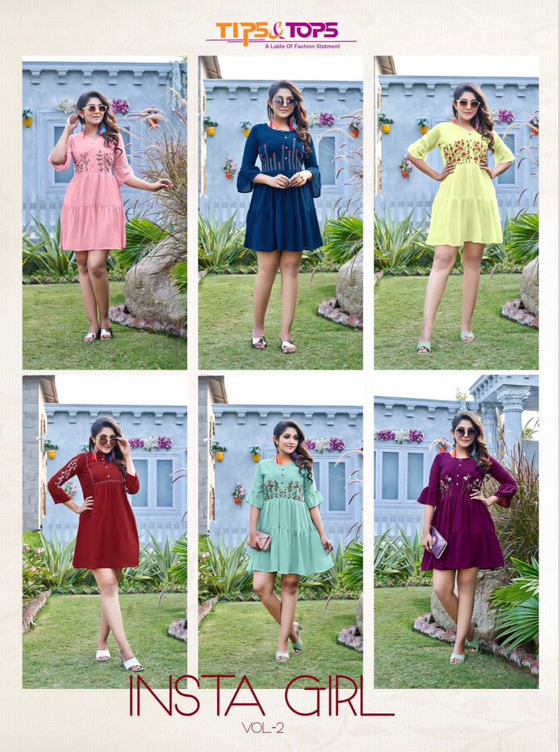 Tips And Tops Insta Girl Vol 2 Heavy Georgette Embroidered Short Kurti