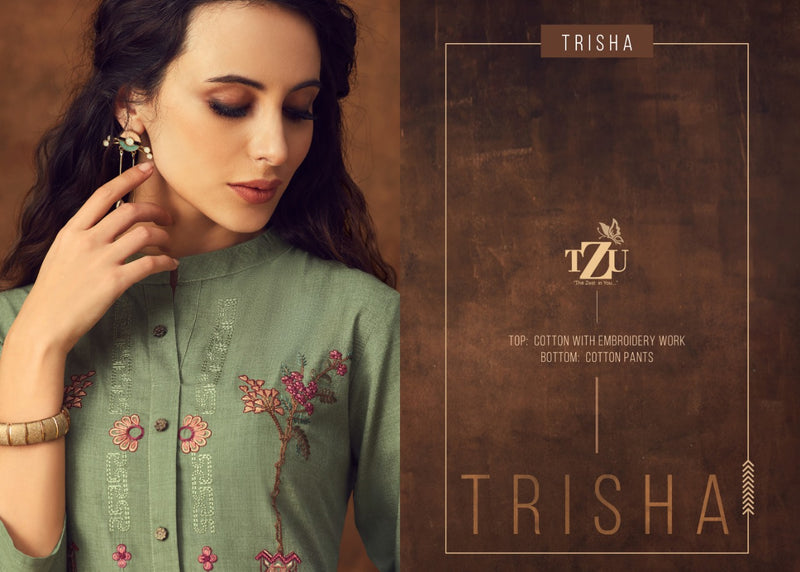 Tzu Lifestyle Presents Trisha Heavy Cotton Stylish Designer Look Kurti Collection
