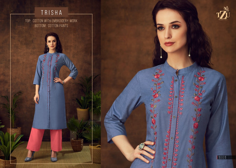 Tzu Lifestyle Presents Trisha Heavy Cotton Stylish Designer Look Kurti Collection