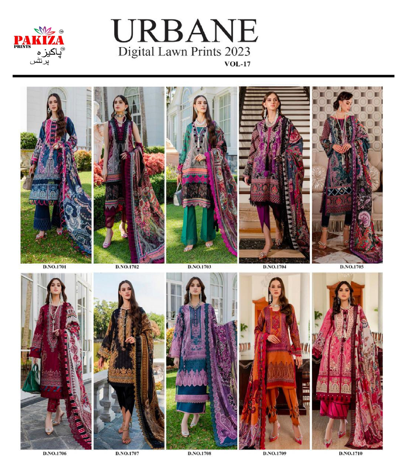 Pakiza Prints Urbane Digital Lawn Prints Vol 17 Lawn Cotton Digital Printed Designer Salwar Suit