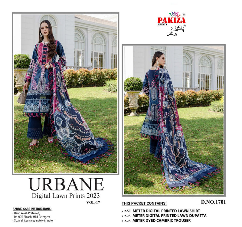 Pakiza Prints Urbane Digital Lawn Prints Vol 17 Lawn Cotton Digital Printed Designer Salwar Suit
