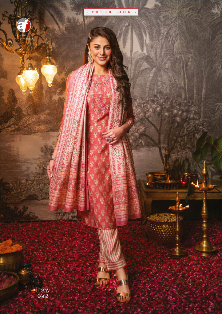 Anju Fabs Utsav Silk With Heavy Fancy Hand Work Stylish Designer Festive Wear Kurti