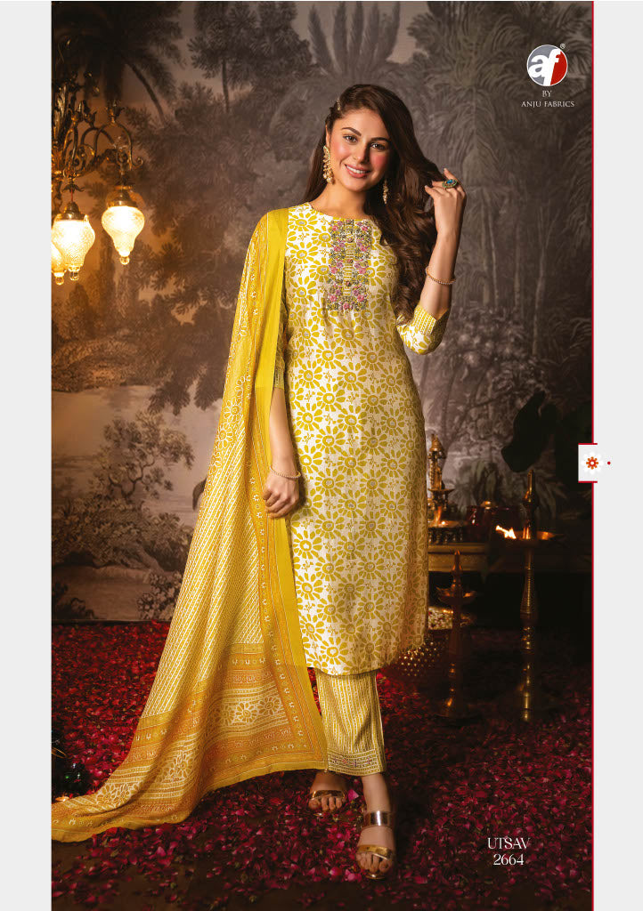 Anju Fabs Utsav Silk With Heavy Fancy Hand Work Stylish Designer Festive Wear Kurti