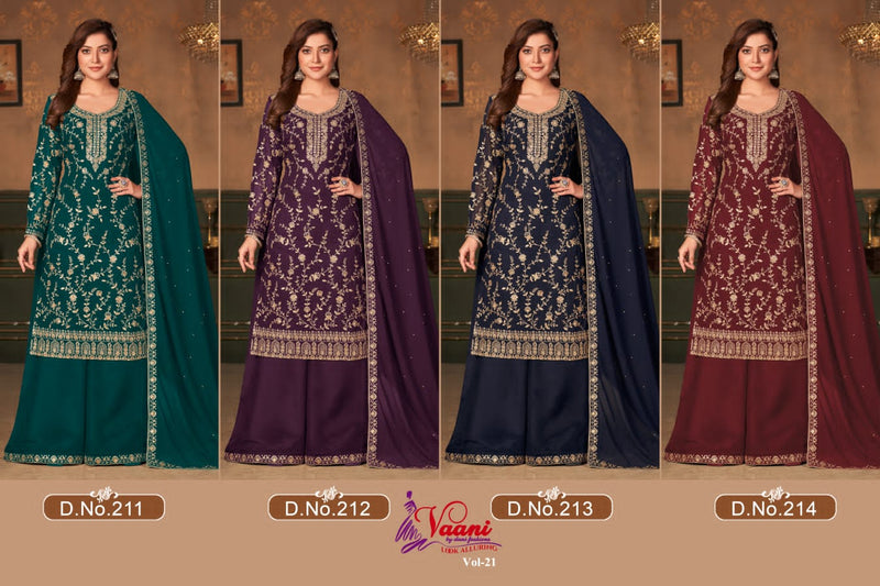 New Arrival Vaani Vol 21 Fox Georgette Designer Wedding Wear Semi Stitched Salwar Suits