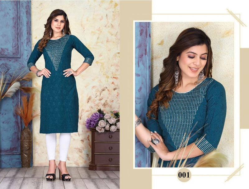 MF Vaidehi Vol 1 Rayon Embroidered Fancy Festive Wear Kurtis