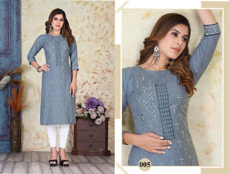 MF Vaidehi Vol 1 Rayon Embroidered Fancy Festive Wear Kurtis