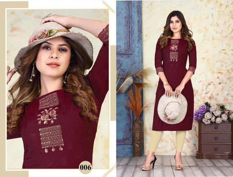 MF Vaidehi Vol 1 Rayon Embroidered Fancy Festive Wear Kurtis